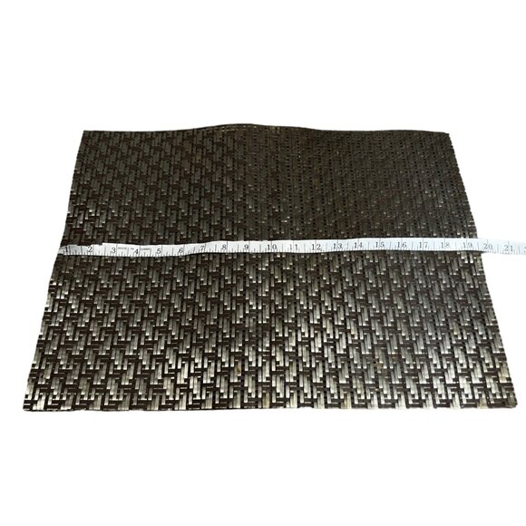 Set of 4 Wire Woven Place Mats 19.5 x 14" Silver Charcoal Dining Mats - Picture 8 of 10